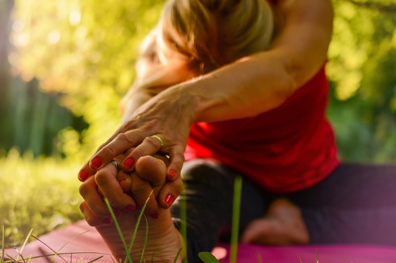 Woman stretching outdoors